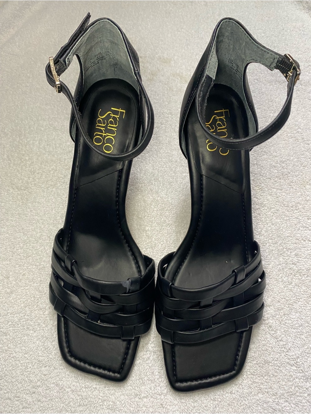 Franco Sarto Black Woven Leather Ankle-Strap Sandals Size 11 M - Picture 2 of 9